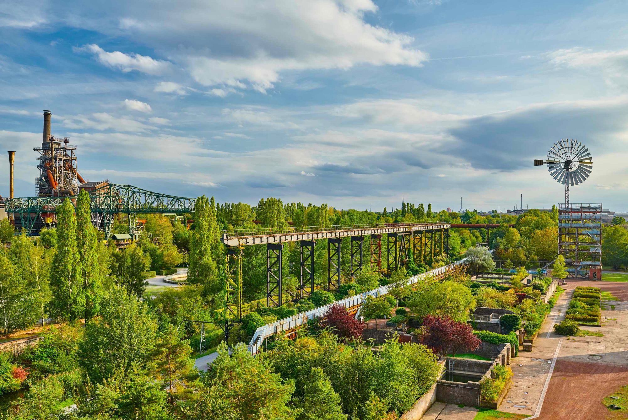 Abandoned factory and public park in Duisburg, Germany