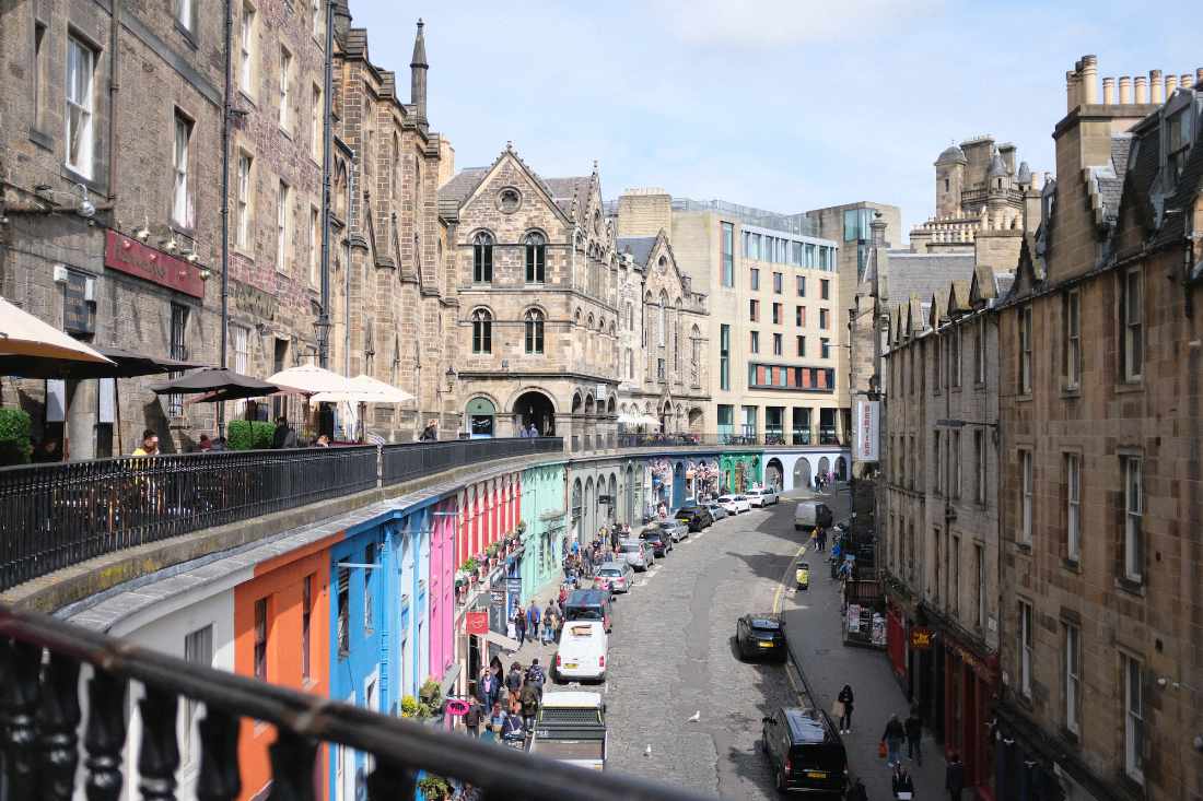 Colorful Victoria Street in Edinburgh