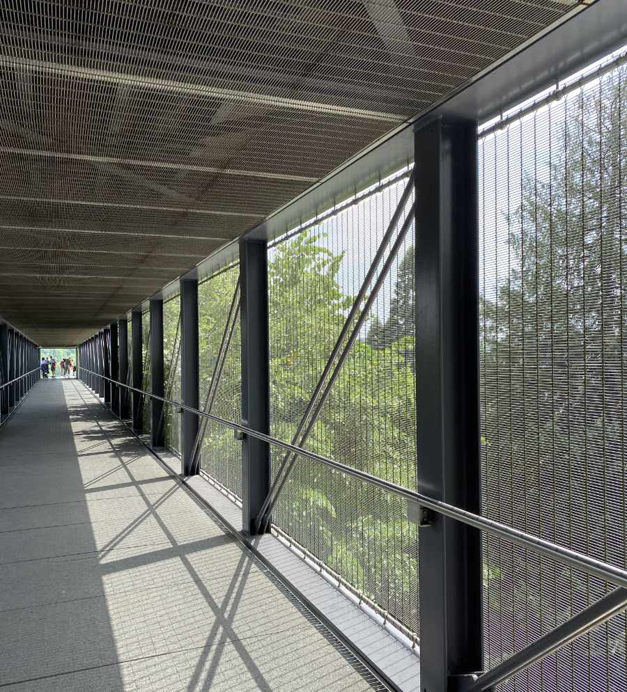 The hallway leading to the panoramic elevator