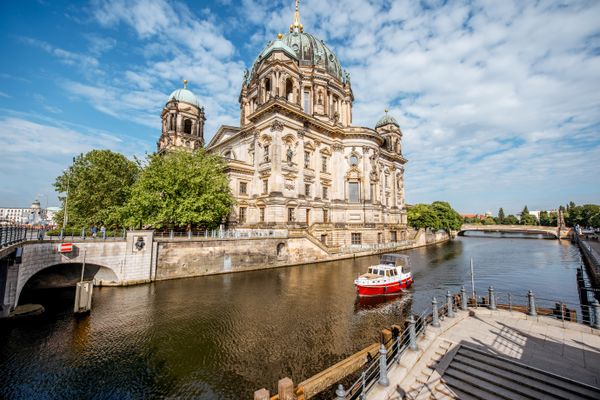 Berlin city on the water on a sunny day