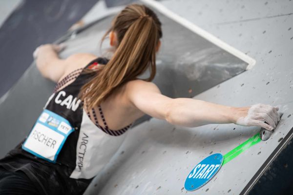 Madison Fischer in semi finals at the Salt Lake City Boulder IFSC World Cup