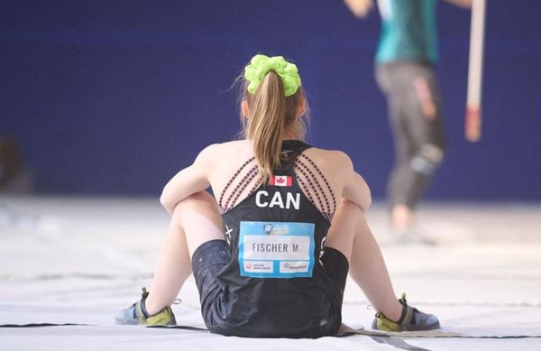 Madison Richardson sitting on the mats in a World Cup